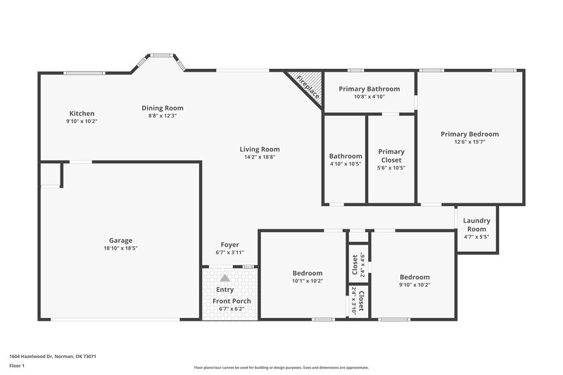 1,420/Mo, 1604 Hazelwood Dr Norman, OK 73071 Floor Plan View
