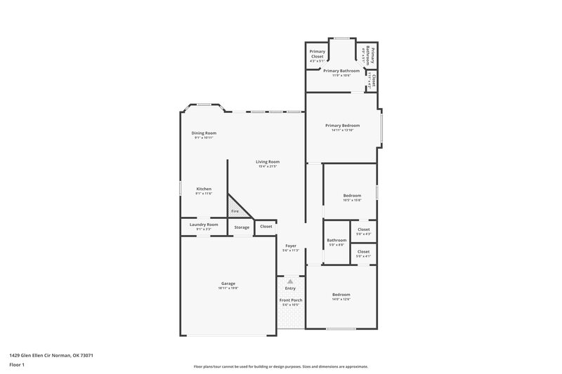 1,465/Mo, 1429 Glen Ellen Circle Norman, OK 73071 Floor Plan View
