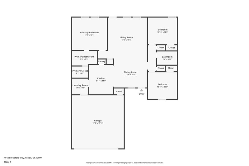 1,445/Mo, 10428 Bradford Way Yukon, OK 73099 Floor Plan View