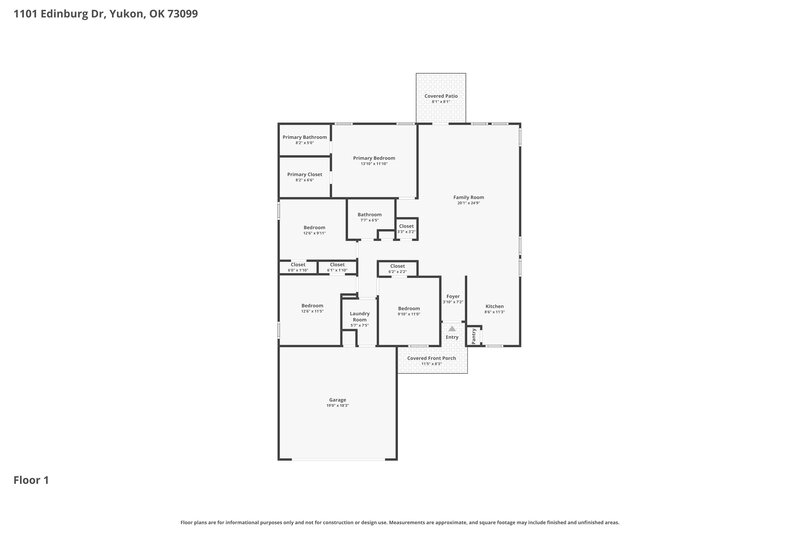 1,610/Mo, 1101 Edinburg Dr Yukon, OK 73099 Floor Plan View