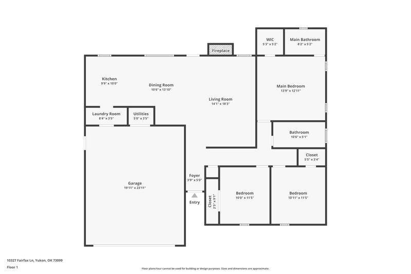 1,880/Mo, 10327 Fairfax Ln Yukon, OK 73099 Floor Plan View