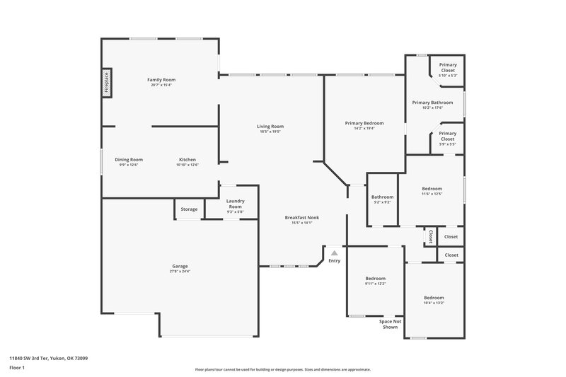 1,800/Mo, 11840 SW 3rd Terrace Yukon, OK 73099 Floor Plan View