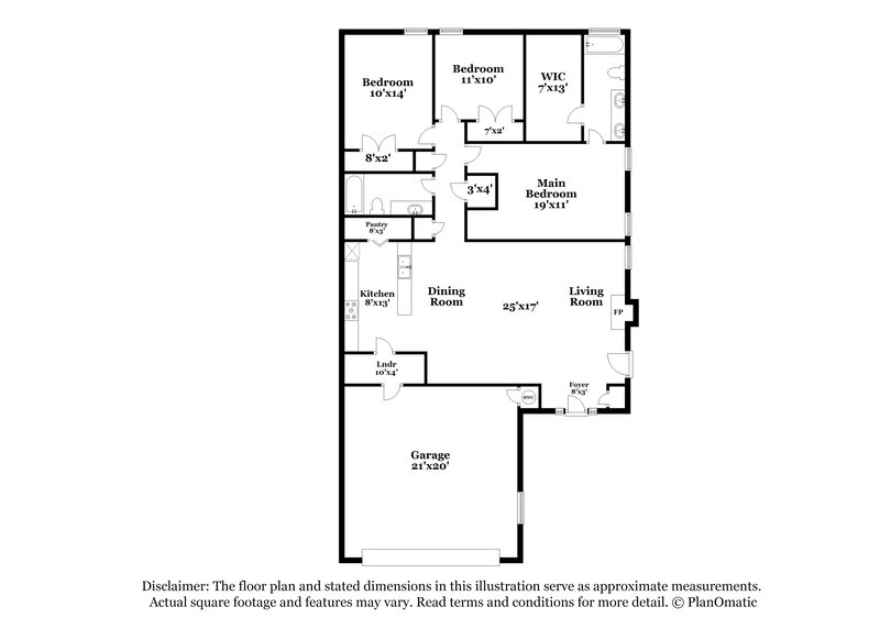 1,395/Mo, 2429 Cherry Ln Midwest City, OK 73130 Floor Plan View