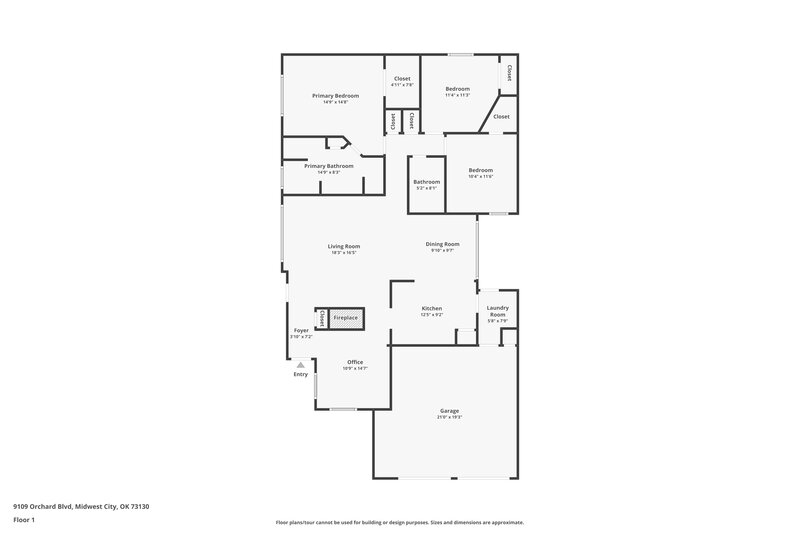 1,415/Mo, 9109 Orchard Blvd Midwest City, OK 73130 Floor Plan View