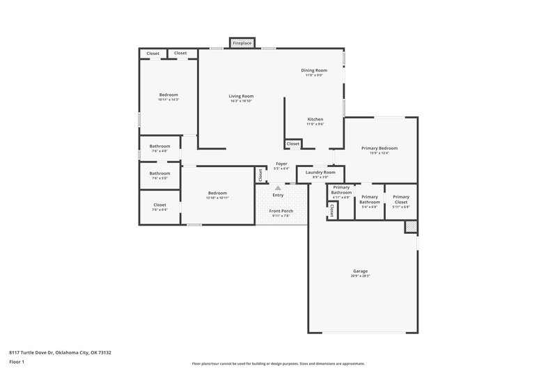 1,600/Mo, 8117 Turtle Dove Dr Oklahoma City, OK 73132 Floorplan View