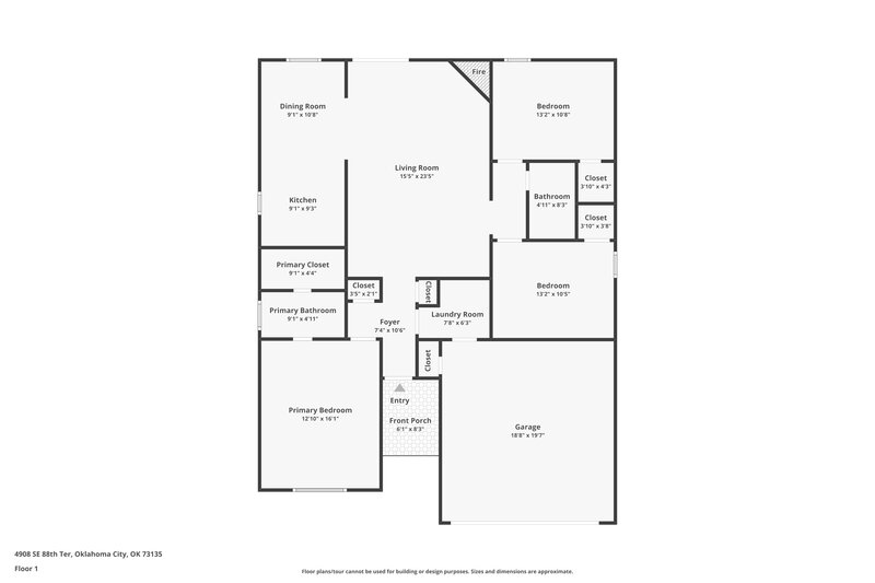 1,605/Mo, 4908 SE 88th Terrace Oklahoma City, OK 73135 Floor Plan View