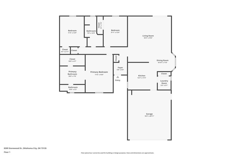 1,700/Mo, 8309 Stonewood Dr Oklahoma City, OK 73135 Floor Plan View