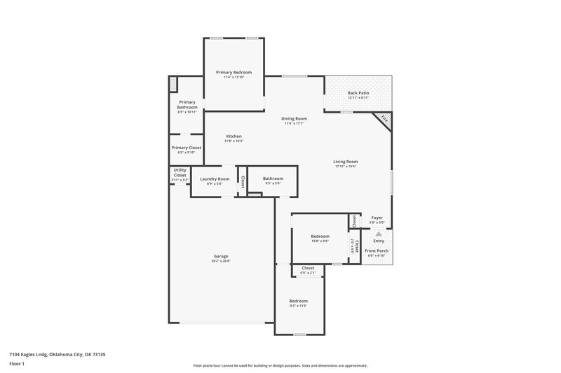 1,435/Mo, 7104 Eagles Landing Oklahoma City, OK 73135 Floor Plan View