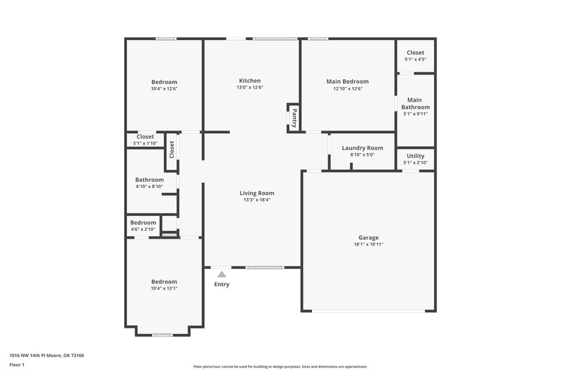 1,730/Mo, 1016 NW 14th Pl Moore, OK 73160 Floor Plan View