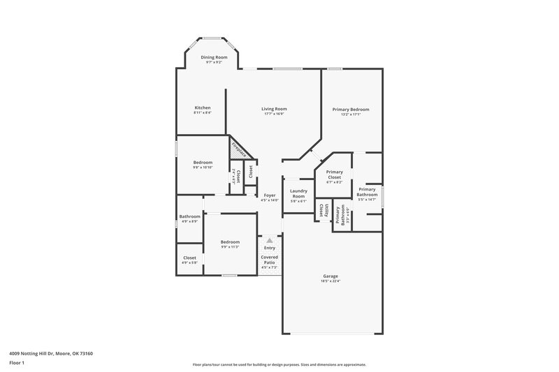 1,505/Mo, 4009 Notting Hill Dr Moore, OK 73160 Floor Plan View