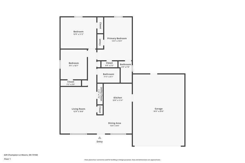 1,165/Mo, 629 Champion Ln Moore, OK 73160 Floor Plan View