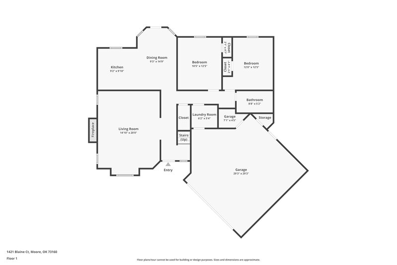 1,725/Mo, 1421 Blaine Ct Moore, OK 73160 Floor Plan View 2