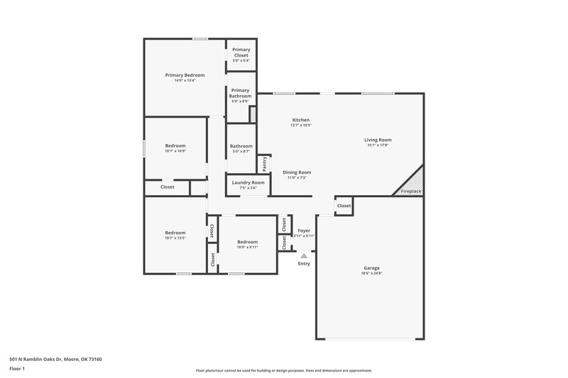 2,170/Mo, 501 N Ramblin Oaks Dr Moore, OK 73160 Floor Plan View