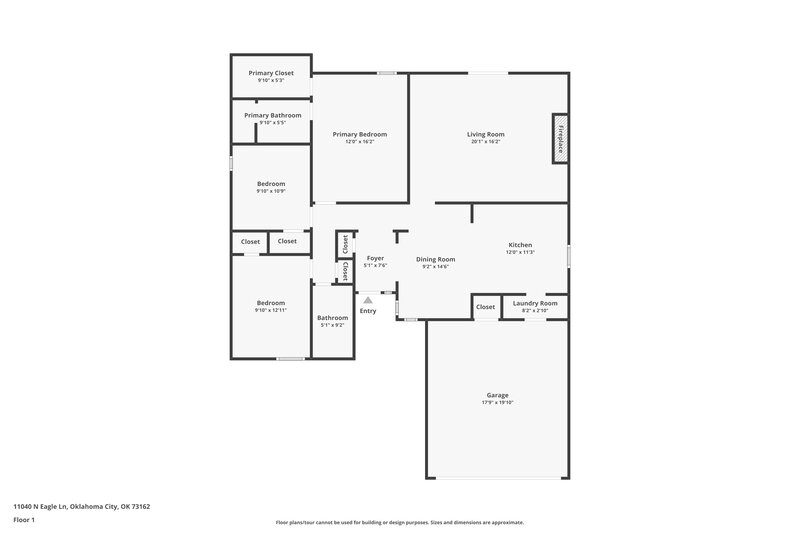 1,465/Mo, 11040 N Eagle Ln Oklahoma City, OK 73162 Floor Plan View
