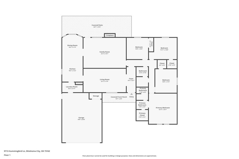 1,715/Mo, 9713 Hummingbird Ln Oklahoma City, OK 73162 Floor Plan View