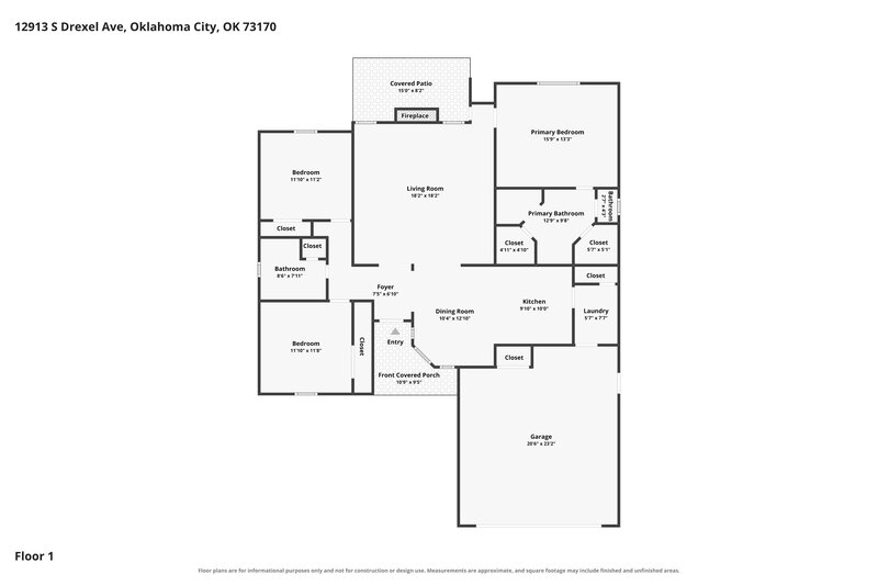 1,710/Mo, 12913 S Drexel Ave Oklahoma City, OK 73170 Floor Plan View