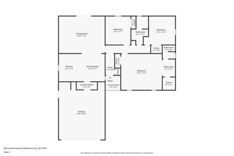 1,595/Mo, 829 Turtle Creek Rd Oklahoma City, OK 73170 Floor Plan View