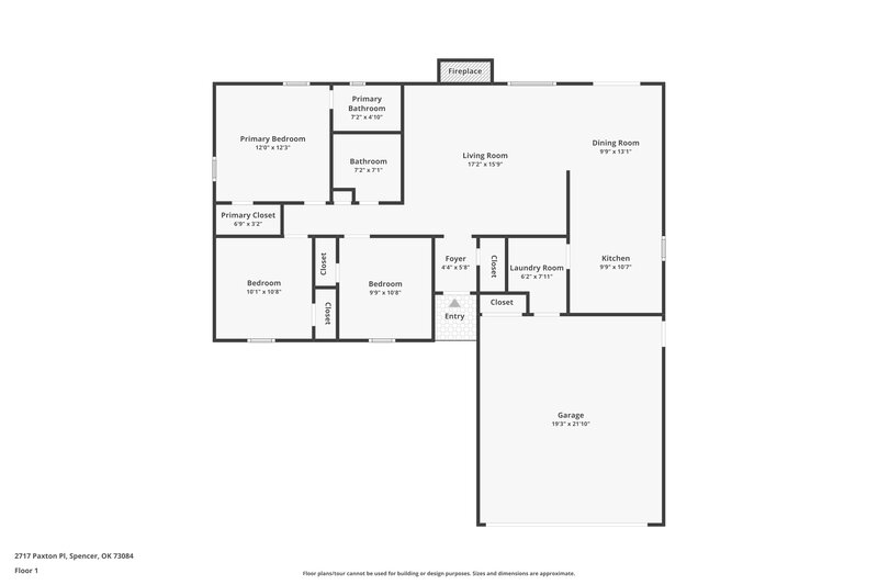 1,330/Mo, 2717 Paxton Pl Spencer, OK 73084 Floor Plan View