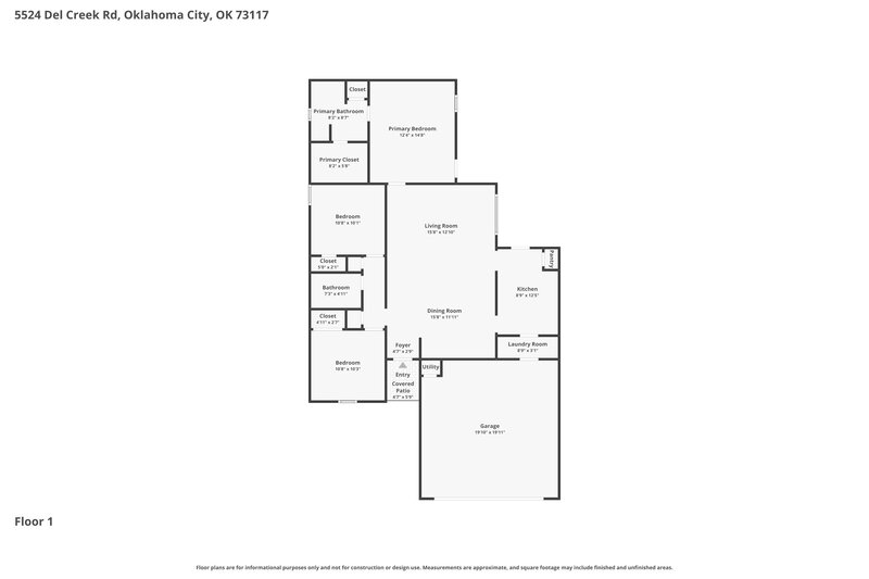1,515/Mo, 5524 Del Creek Rd Oklahoma City, OK 73117 Floor Plan View
