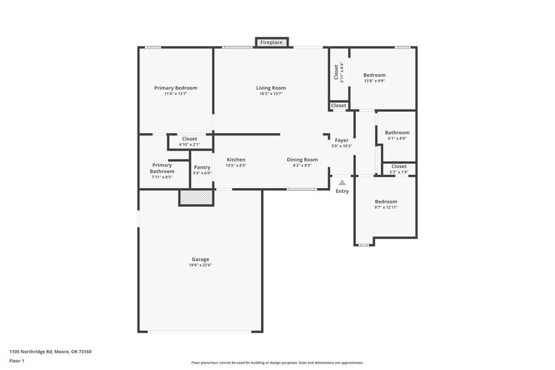 1,430/Mo, 1105 Northridge Rd Moore, OK 73160 Floor Plan View