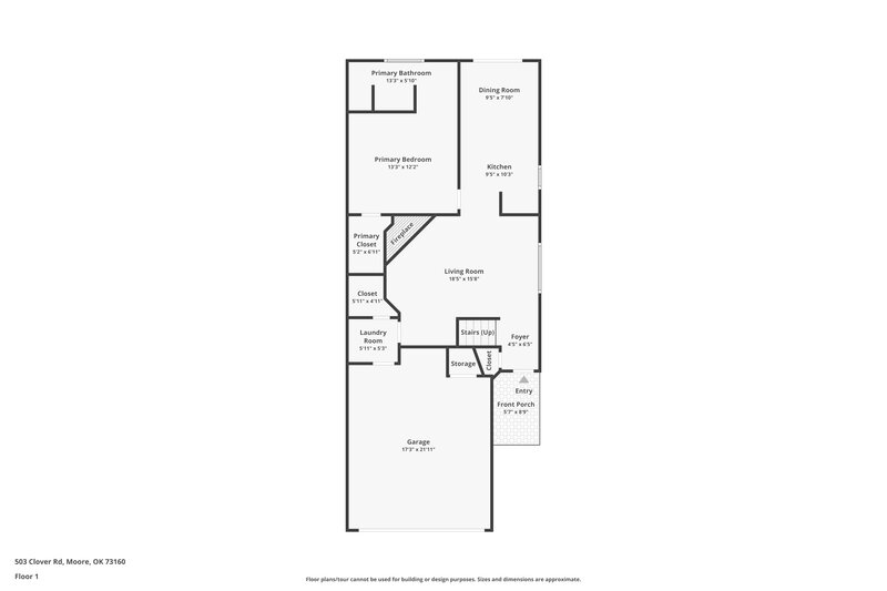 1,535/Mo, 503 Clover Rd Moore, OK 73160 Floor Plan View