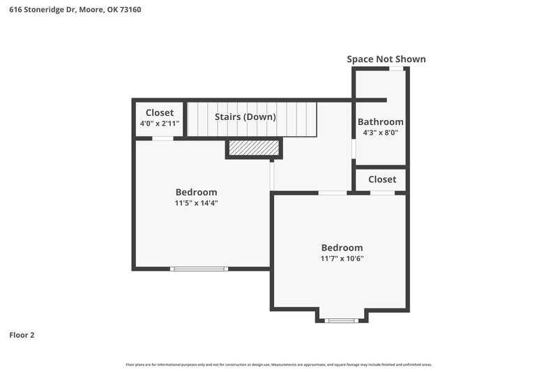 1,855/Mo, 616 Stoneridge Dr Moore, OK 73160 Floor Plan View 2