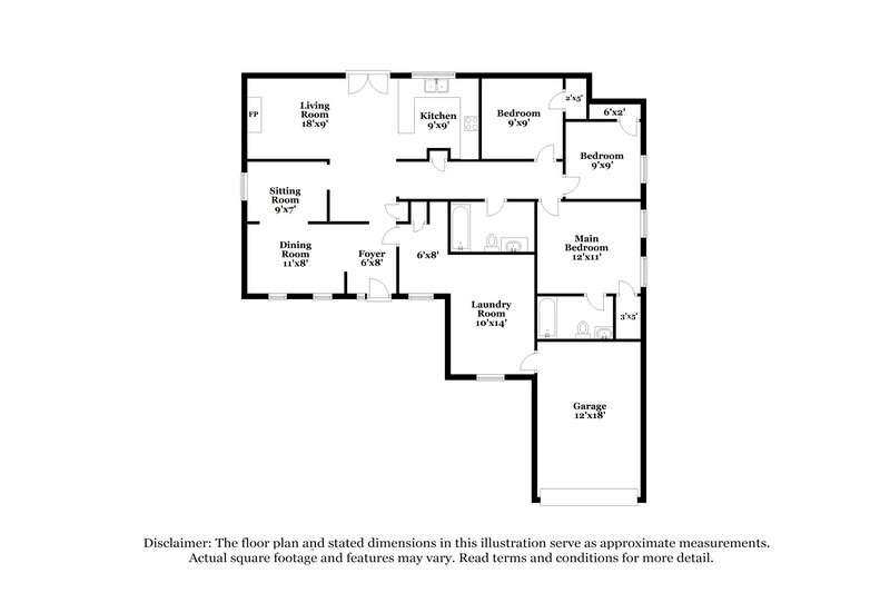 1,510/Mo, 11853 SW 4th St Yukon, OK 73099 Floorplan View