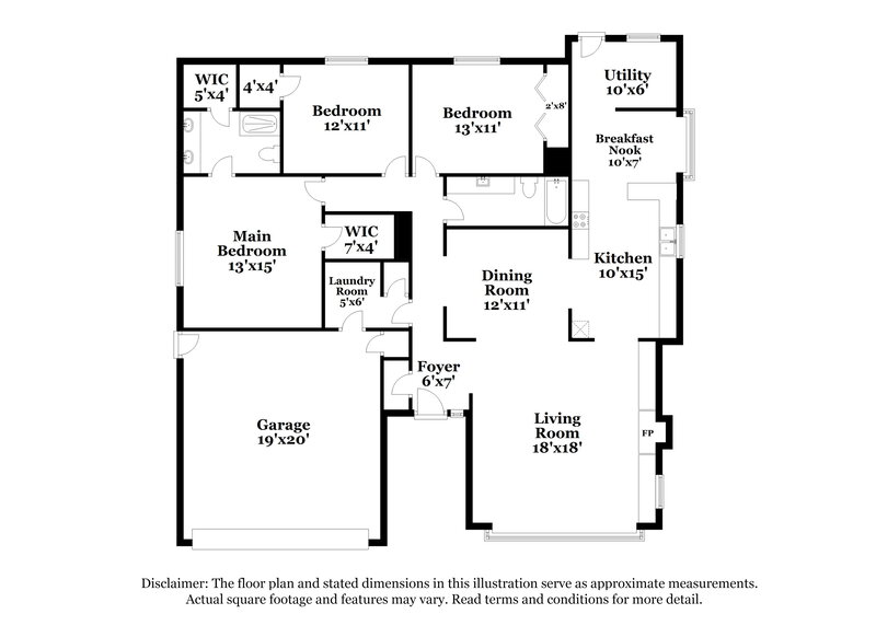 1,600/Mo, 11225 Glendover Ct Oklahoma City, OK 73162 Floor Plan View