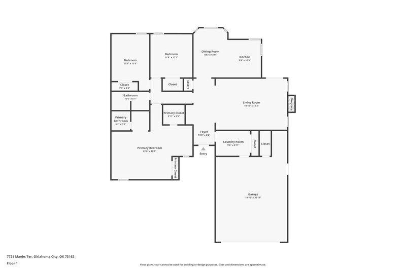 1,495/Mo, 7721 Maehs Terrace Oklahoma City, OK 73162 Floor Plan View