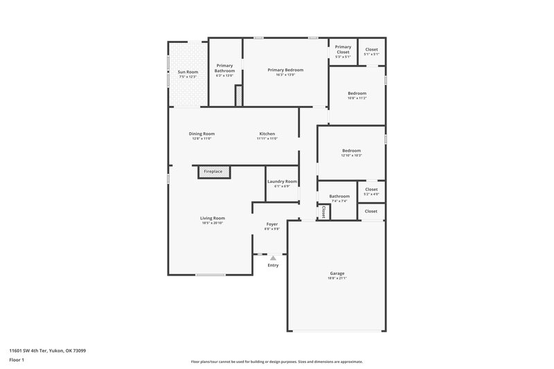 1,475/Mo, 11601 SW 4th Terrace Yukon, OK 73099 Floor Plan View