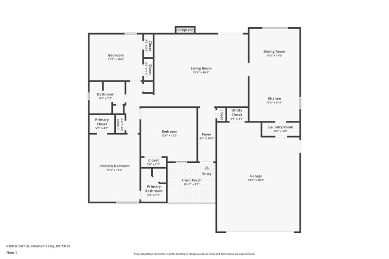 1,295/Mo, 6128 SE 55th St Oklahoma City, OK 73135 Floor Plan View