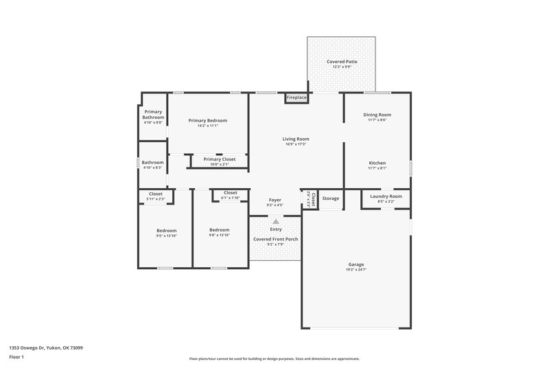 1,440/Mo, 1353 Oswego Dr Yukon, OK 73099 Floor Plan View