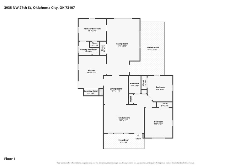 1,320/Mo, 3935 Nw 27th Oklahoma City, OK 73107 Floor Plan View