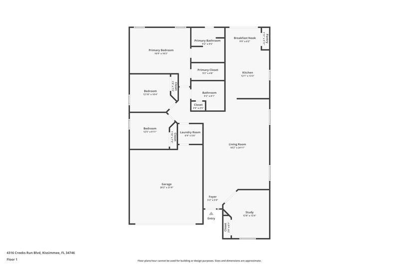 1,995/Mo, 4316 Creeks Run Blvd Kissimmee, FL 34746 Floor Plan View