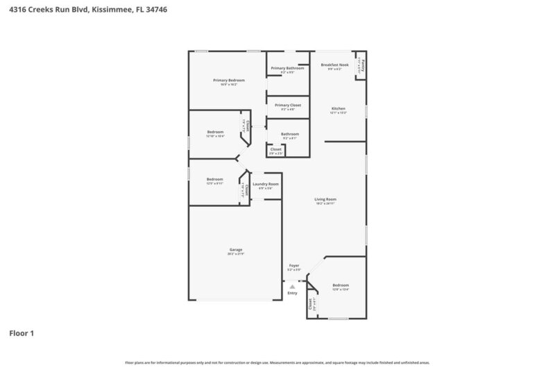 1,955/Mo, 4316 Creeks Run Blvd Kissimmee, FL 34746 Floorplan View