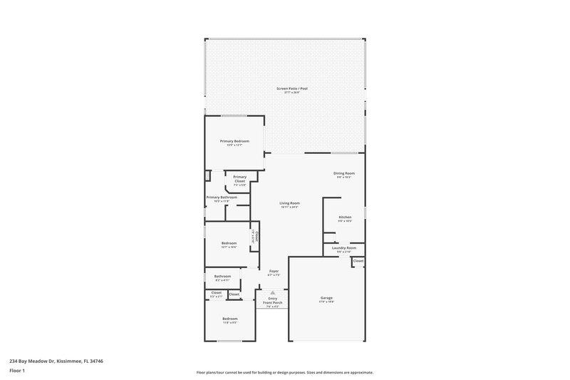 2,065/Mo, 234 Bay Meadow Dr Kissimmee, FL 34746 Floor Plan View