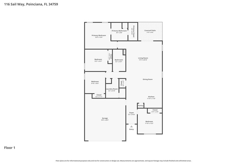 1,840/Mo, 116 Sail Way Poinciana, FL 34759 Floor Plan View