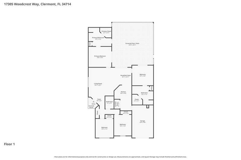 2,460/Mo, 17305 Woodcrest Way Clermont, FL 34714 Floorplan View