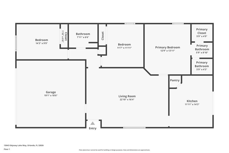 1,995/Mo, 13043 Odyssey Lake Way Orlando, FL 32826 Floorplan View