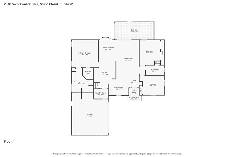 2,120/Mo, 2318 Sweetwater Blvd Saint Cloud, FL 34772 Floor Plan View
