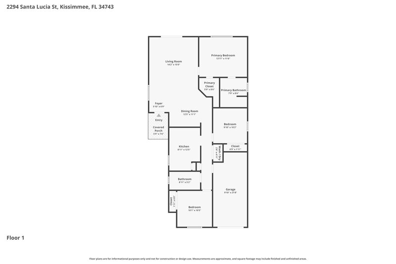 1,860/Mo, 2294 Santa Lucia St Kissimmee, FL 34743 Floor Plan View