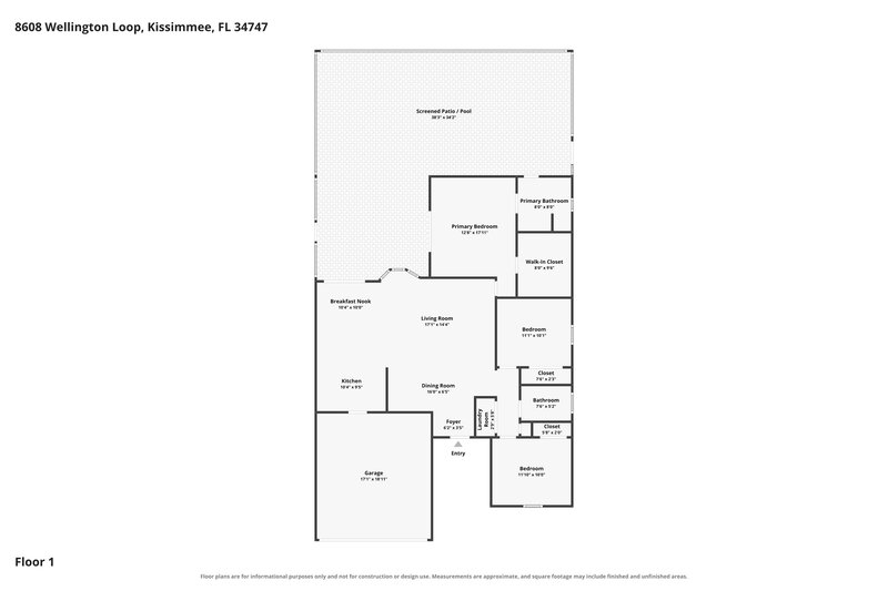 2,255/Mo, 8608 Wellington Loop Kissimmee, FL 34747 Floor Plan View