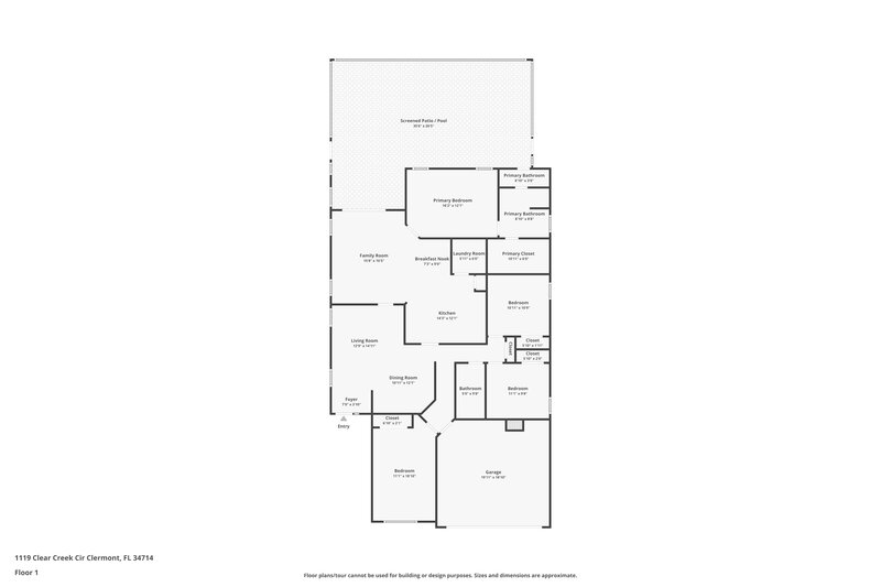 2,160/Mo, 1119 Clear Creek Cir Clermont, FL 34714 Floor Plan View