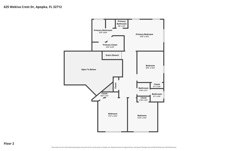 2,490/Mo, 625 Wekiva Crest Dr Apopka, FL 32712 Floor Plan View 2
