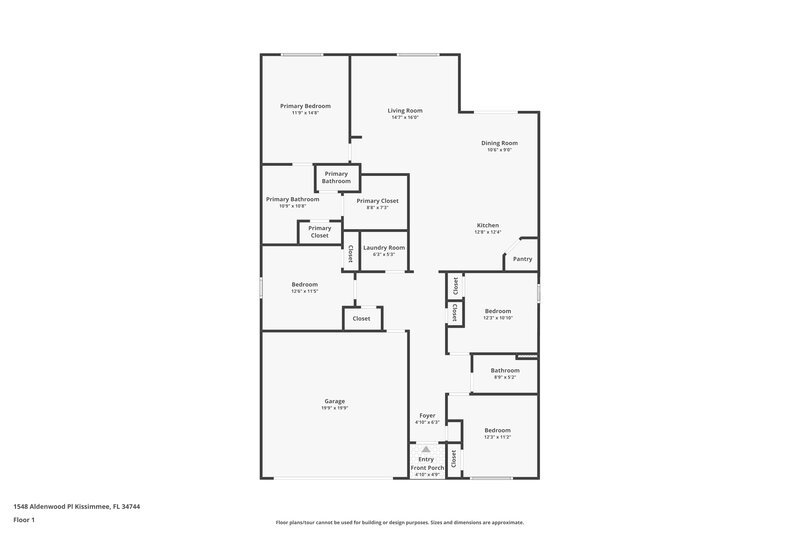 2,650/Mo, 1548 Aldenwood Pl Kissimmee, FL 34744 Floor Plan View