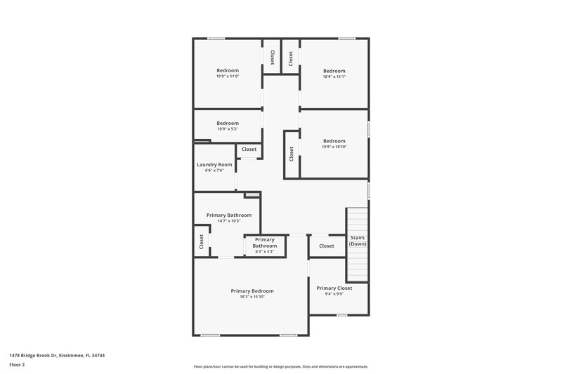 3,090/Mo, 1478 Bridge Brook Dr Kissimmee, FL 34744 Floor Plan View 2