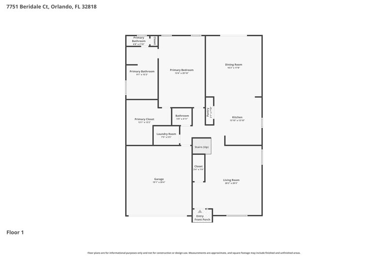 2,935/Mo, 7751 Beridale Ct Orlando, FL 32818 Floor Plan View