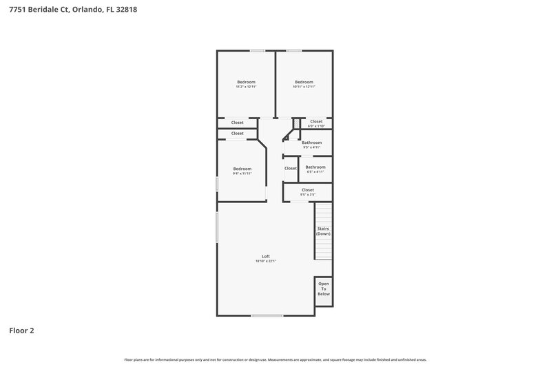 2,935/Mo, 7751 Beridale Ct Orlando, FL 32818 Floor Plan View 2
