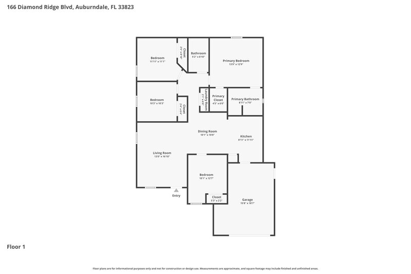 0/Mo, 166 Diamond Ridge Blvd Auburndale, FL 33823 Floor Plan View