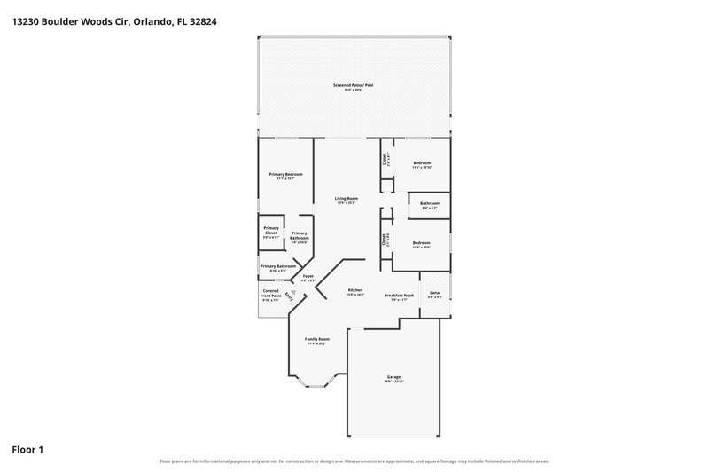 2,450/Mo, 13230 Boulder Woods Cir Orlando, FL 32824 Floor Plan View